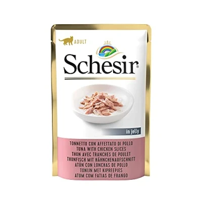 Afbeelding van Schesir Kattenvoer Tonijn Kipreepjes in Gelei 85 gr