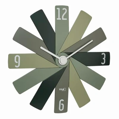 Afbeelding van TFA Dostmann 60.3020.04 Wandklok Kwarts 400 mm x 37 Groen, Olijf, Bosgroen Slepend uurwerk (geluidsloos)
