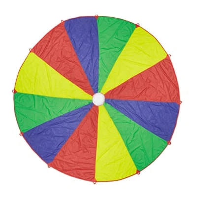 Afbeelding van Relaxdays parachute spel 6 m dansdoek speeldoek buitenspel kinderen regenboog
