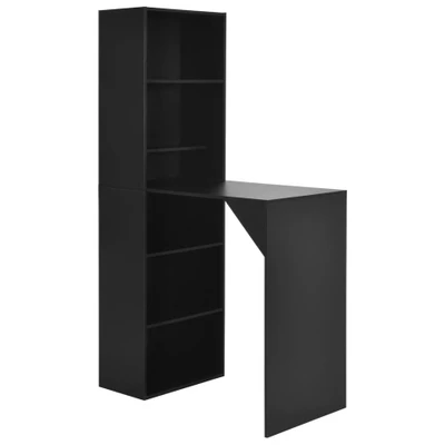 Afbeelding van VIDAXL Bartafel met kast 115x59x200 cm zwart