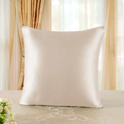 Afbeelding van townssilk Kussensloop 100% pure moerbeizijde, 19 momme, dubbelzijdig, ter bescherming van haar en huid, verborgen ritssluiting, draaddichtheid 600, 1 stuk, 50 x cm, taupe