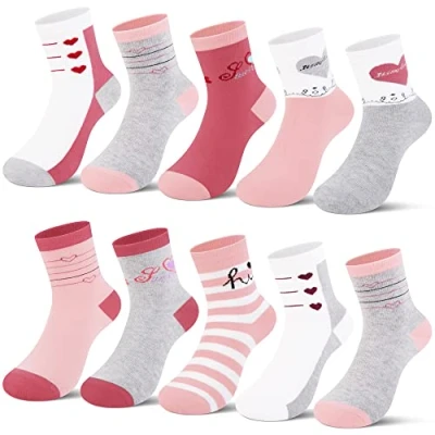 Afbeelding van L&amp;K II 10/12 paar kindersokken voor meisjes met schattige patronen, sneakersokken, van katoen, kleurrijk 2848 VA, 10 2851, 35 38