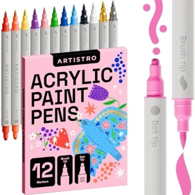 Afbeelding van 13 pack acrylic Dual Tip Paint Pens Brush + Dot Tips