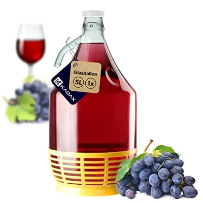 Afbeelding van KADAX Wijnballon, glazen ballon voor wijn, smalle opening, gistballon, gallon, fermentatiecontainer, fles,