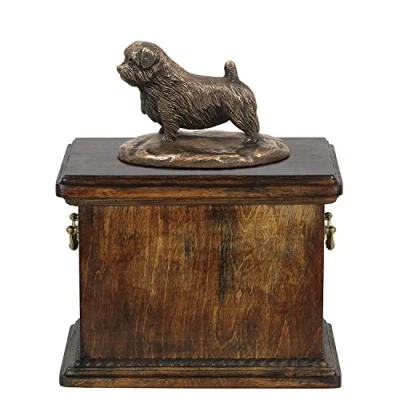 Afbeelding van Elegante urn hond voor Norfolk Terrier met beeldje in klassieke stijl