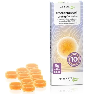 Afbeelding van JB White 10 droogcapsules voor hoortoestellen compatibel met Phonak oplaadlade universele kleurindicator droogbeker droogtabletten accessoires (3 g, individueel verzegeld)