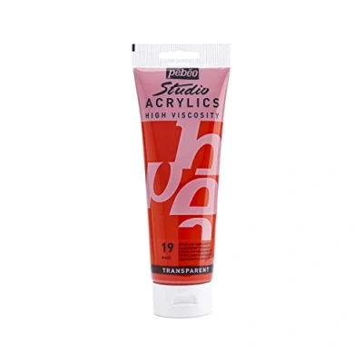 Afbeelding van Pébéo Acryl fijne studio kunststoffen meerlaagse verf voor je creativiteit acrylverf vermiljoen rood helder 250 ml