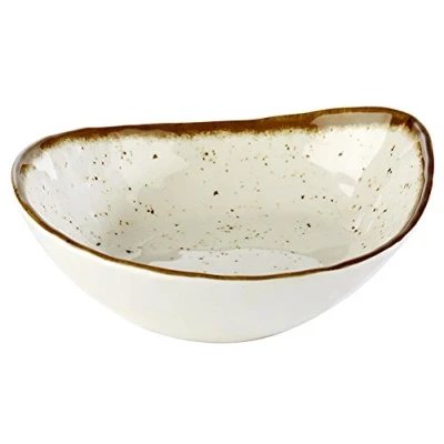 Afbeelding van APS schaal Stone Art van melamine 23 x 19 6,5 cm, binnenkant: Decor, wit, rand: bruin