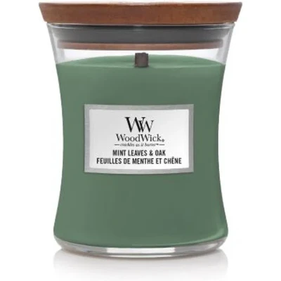 Afbeelding van WoodWick Geurkaars Medium Mint Leaves &amp; Oak 11 cm / ø 10