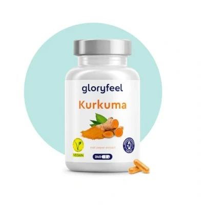 Afbeelding van Kurkuma capsules 240 stuks Curcumine uit 700mg kurkumapoeder (origineel India) + piperine zwarte peper hoge biologische beschikbaarheid 100% veganistisch &amp; laboratorium getest