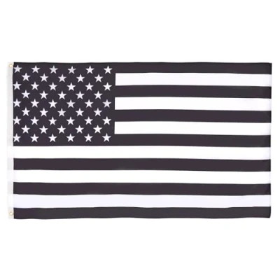 Afbeelding van Az Flag Zwarte en witte Amerikaanse vlag 90 x 60 cm VS 100% polyester met geïntegreerde metalen ogen paviljoen 50 g