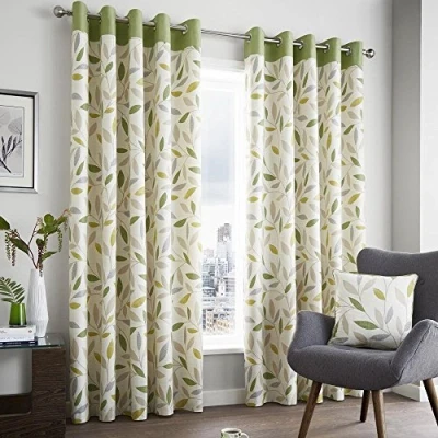 Afbeelding van Fusion Beechwood Gordijnen met ogen, katoen, groen, 117 x 183 cm