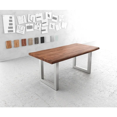 Afbeelding van Eettafel Edge acacia bruin 180x90 XL edelstaal breed Live
