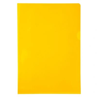 Afbeelding van Exacompta 661235E verpakking van 100 stuks pvc kunststof dossierhoezen voor DIN A4 transparant glashelder geel aan de boven en zijkant open plastic hoes transparante kantoor mobiele