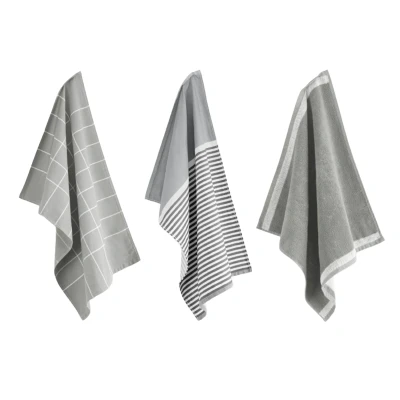 Afbeelding van Byrklund Keuken en Theedoeken set Dishes &amp; Dry Hands Grijs 3 delig