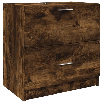 Afbeelding van Wastafelkast 59x37x59 cm bewerkt hout gerookt eikenkleurig