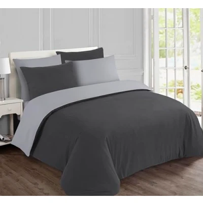 Afbeelding van Vision Flanel Antraciet/grijs Omkeerbaar Dekbedovertrek 260x240cm met 2 slopen 100% Katoen