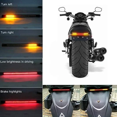 Afbeelding van Motorfiets Flexibele Strip Licht Rood + Geel 48 LED Draai Signaal Licht/Hardlopen Licht/Staart Licht/Remlicht/Stop Licht/License Plaat Waterdicht DC 12V Universeel