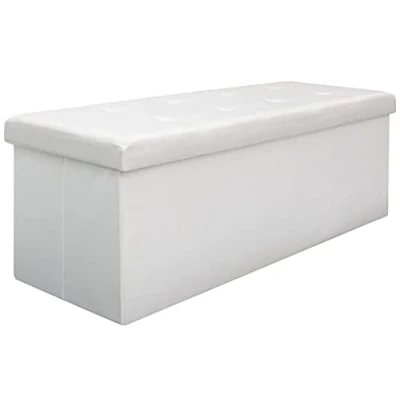 Afbeelding van DuneDesign Opvouwbare zitbank 110x38x38cm XXL zitkist 2 scheidingswanden beklede bank voetenbank linnenlook