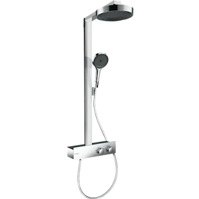 Afbeelding van Hansgrohe rainfinity 1jet showerpipe ecosmart 250 met showertablet 350 opbouw douchekraan therm hoh 15cm 3jet handdouche en doucheslang 160cm chro