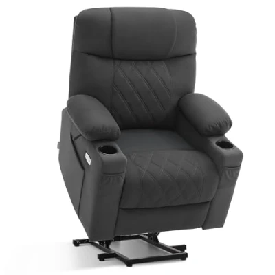 Afbeelding van MCombo Relaxfauteuil met Elektrische Opstahulp Verstelbare Ligfunctie Donkergrijs Microvezel