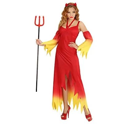Afbeelding van Widmann Duivel Kostuum Fire Devil Duivelse Dame Vrouw Rood Large Halloween Verkleedkleding