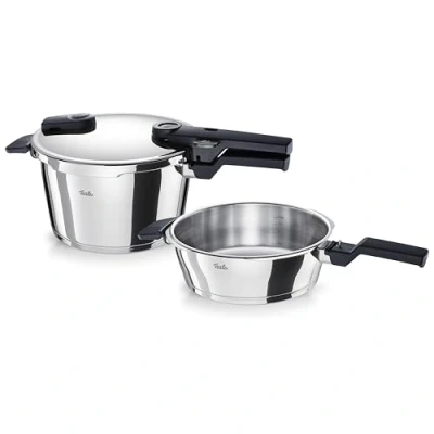 Afbeelding van Fissler Vitaquick snelkookpannenset 3 delig (1 snelkookpan 4,5 l en 1 2,5 Ø 22 cm) inductie