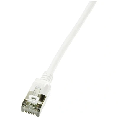 Afbeelding van LogiLink CQ9061S RJ45 Netwerkkabel, patchkabel CAT 6A U/FTP 3.00 m Wit Extreem dun, Vlambestendig, Flexibel, Folie afscherming, Halogeenvrij, Snagless,