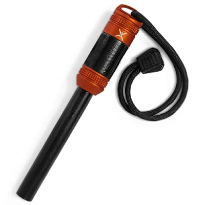 Afbeelding van Exotac fireROD XL Ferrocerium Firestarter met vervangbare 1/2 inch diameter waterdichte ferro staaf Striker, zware brandbare reparatietape en Tinder Capsule compartiment meegeleverde quickLIGHT