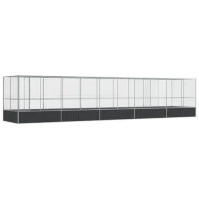 Afbeelding van vidaXL Volière met verlengstuk 1039x207x212 m staal zilverkleurig, vogelvolière, papegaaienkooi, grote parkietenkooi, vogelkooi