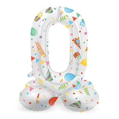 Afbeelding van Folat BV Staande Folieballon Joyful Party Cijfer 0 72cm