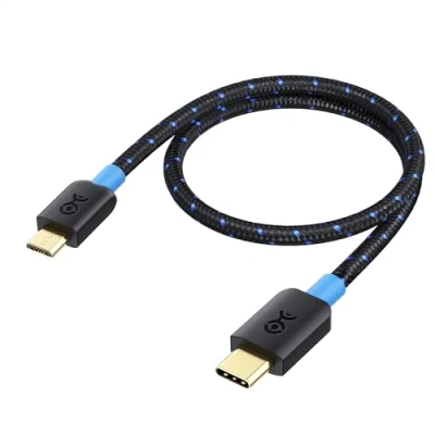 Afbeelding van Cable Matters Gevlochten USB C naar micro kabel 0,30 m (micro kabel, type kabel) in zwart