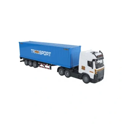 Afbeelding van 2 play vrachtwagen met oplegger frictie licht en geluid 38cm