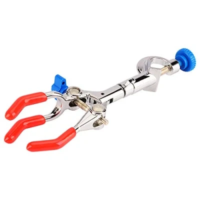Afbeelding van Labasics 3 Prong Swivel Clamp, Robuust Enkel Aanpassen Multifunctioneel 360 Graden Draaibare Rubberen Gecoate Klem met Baaskop voor Laboratoriumgebruik