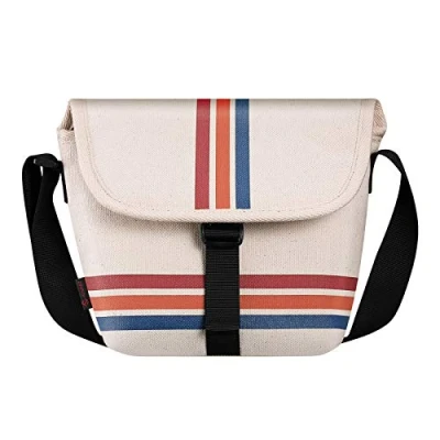 Afbeelding van FINTIE Draagtas compatibel met Polaroid Originals OneStep+, Onestep 2 VF, Now+ I Type, Now Type Instant Film Camera Premium Vegan Lederen reistas afneembare riem en zak, Streep, Tas