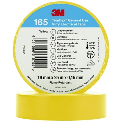 Afbeelding van 3M Temflex™ 165 165YL6E Isolatietape Temflex Geel (l x b) 25 m 19 mm 1 stuk(s)