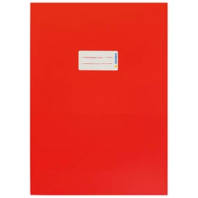 Afbeelding van HERMA 19748 schriftenveloppen, A4 karton, rood, 10 stuks, niethoezen met tekstveld van stevig en extra sterk papier, set beschermhoezen voor schoolschriften, gekleurd