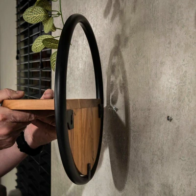 Afbeelding van Fraaai Esha wandschap rond naturel Hout