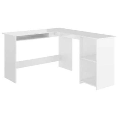 Afbeelding van Hoekbureau L vormig 120x140x75 cm bewerkt hout hoogglans wit