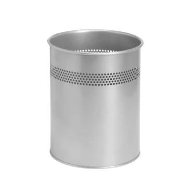 Afbeelding van BRASQ Prullenbak Metaal Kantoor/ Thuisgebruik Vuilnisbak Afvalemmer Papierbak Rond Prullenbakken Zilver 15 liter