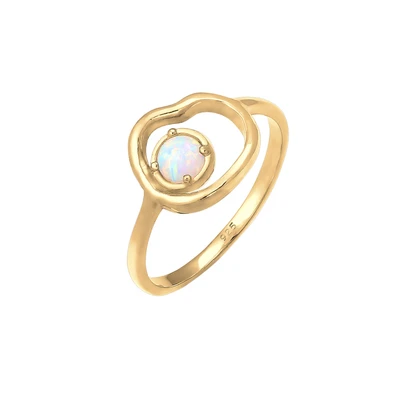 Afbeelding van Elli Design Circle Ring goldcoloured, Dames, Maat: 54, Gold coloured
