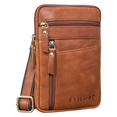 Afbeelding van STILORD &#039;Brooks&#039; Crossbody Heuptasje Leer Vintage Borsttas Riemtas voor Samrtphone Dames Heren Klein Nektasje Bumbag Reizen Vieren Echt Leer, Kleur:texas bruin