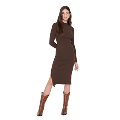 Afbeelding van Trendyol Dames Midi Bodycone getailleerde geweven jurk, BRON, XL