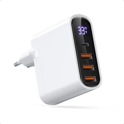 Afbeelding van 33 W USB C oplader, 4 poorts snellader, type voeding, wandlader, PD&amp;QC 3.0 compatibel met iPhone 15/15Pro/15 Pro Max/14/13/12, Samsung Galaxy S23/S22, Google Pixel