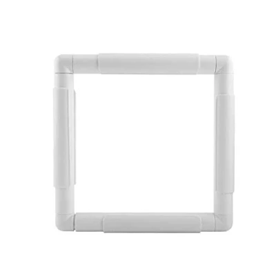 Afbeelding van MAGT borduurframe, kruissteek, vierkant kunststof clipframe voor borduurwerk, quilten, doe het zelf gereedschap (20,3 x 20,3 cm)