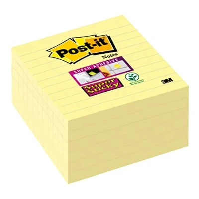 Afbeelding van Post it 675 6SCY zelfklevende notitie Super Sticky Notes, 101 x mm, gelinieerd, 6 blokken van 90 vel, geel