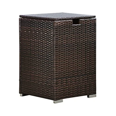 Afbeelding van Teamson Home Vierkant Rotan Propaan Gasflessen Opslag Omslag Tuinmeubelen Vuurtafel Accessoires Tuin Tot 9kg Bruin 40.6 x 59.7 (cm)
