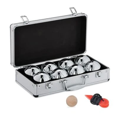 Afbeelding van Relaxdays jeu de boules set petanque ballen 8 metaal koffer