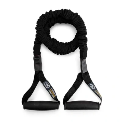 Afbeelding van Fitness Mad Weerstandsband, gymnastiekband, fitnessband, in 4 weerstandssterktes, licht, medium, sterk en extra sterk, stoffen bekleding ter bescherming tegen latexallergie, comfortabel de hand, 1,20 m lang, inclusief deuranker oefenboek
