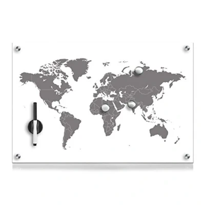 Afbeelding van Zeller Present Prikbord Worldmap Glas 60x40